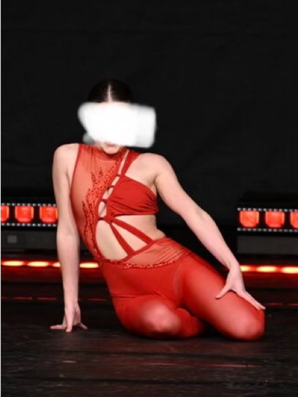 Custom Red Jazz Unitard Dance Costume